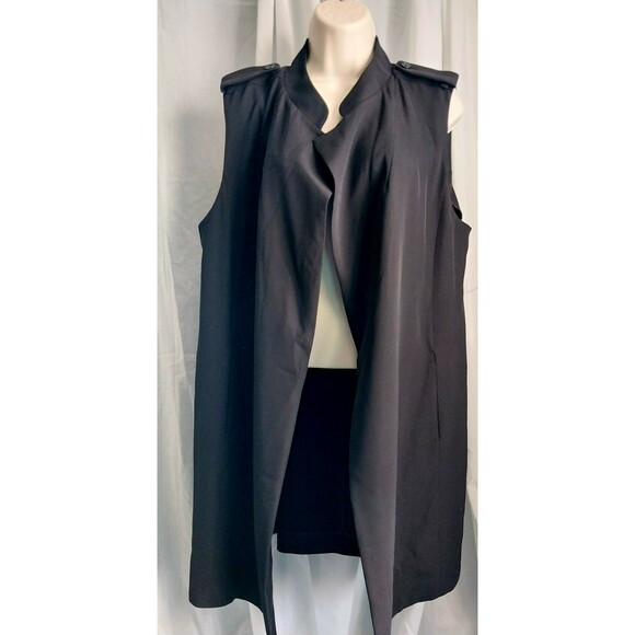 Calvin Klein Jackets & Blazers - Calvin Klein Classic Black Minimalist Midi Sleeveless Open Vest Sz 16